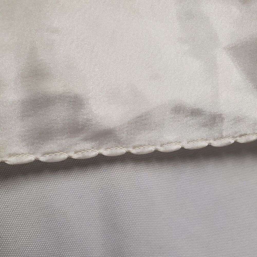 Vintage Ivory Satin Cami Pin Tuck Bust Scallop Hem Quiet Luxury/Minimalist L - Picture 5 of 9